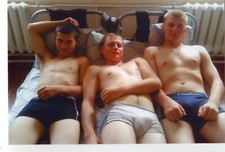 REPRINT 2000's Shirtless Handsome young man gay russian Soldiers vtg photo picture