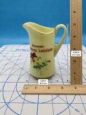 Antique Hammond Louisiana Souvenir Custard Glass Creamer Pitcher Floral 4 3/8” picture