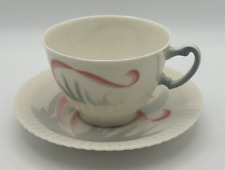 Syracuse China Flamingo Reeds Shelledge Cup & Saucer Set Pink Gray picture