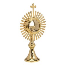 Budded Cross and Ray Monstrance with Luna - Brass, 9.45