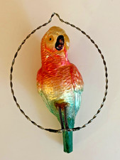 VTG Rare and Unique Glass Parrot in a Wire Ring Swing - early 1900's - Lot D picture