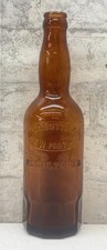 Antique T.H. Butturf Newport PA Amber Beer Soda Bottle 10 Sided Mug Base 1900 picture