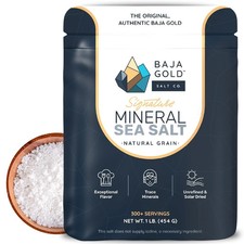 Baja Gold Mineral Sea Salt Natural Grain Crystals 1 Lb Bag Organic Trace Mineral picture