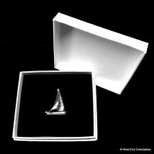 Sailing Yacht Boat Silver Pewter Pin Brooch Badge in Gift Box Maritime picture