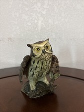 Vintage Owl Figurine Ceramic Hand Painted Woodland Bird Decor picture