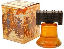 New Avon Amber Glass Liberty Bell Bottle Unused OLAND Aftershave Box 5oz Vtg 70s picture