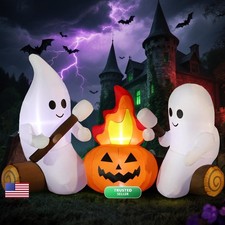 DomKom 6FT Halloween Inflatable Ghosts Roasting Marshmallows Campfire LEDs picture