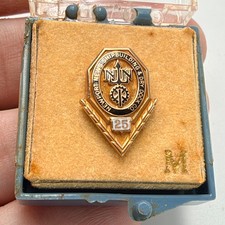 10k Gold Newport News Shipbuilding Dry Dock 25 Year Service Lapel Pin Vintage picture
