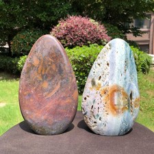 2 pieces 5.8LB Large Natural Ocean Jasper Ornament Quartz Crystal Healing 6528 picture