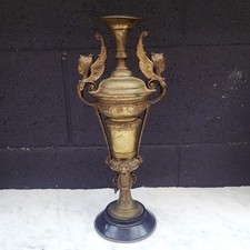 READ Vintage French Empire Neoclassical Alabaster Marble Urn Table Candle Base picture