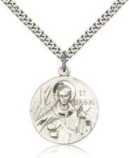 Saint Bernard Of Clairvaux Medal For Men - .925 Sterling Silver Necklace On 2... picture
