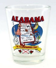 ALABAMA  STATE ELEMENTS MAP SHOT GLASS SHOTGLASS picture