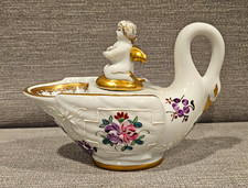 Vintage Porcelaine de Paris France Swan Inkwell Cherub Angel Floral Gilt picture