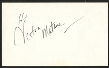 Victor Mature d1999 signed autograph 3x5 card One Million B.C. R366 picture