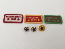 Vintage BSA Boy Scouts Service Star Pins & Honor Unit Patches picture