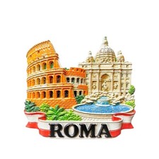 Italy Rome Roma Colosseum and Trevi Fountain Tourist Souvenir Gift Fridge Magnet picture