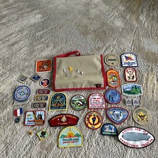 VTG Boy Scouts Lot Of 24 Patches Vintage 90s Camp Awards Patches 30 With Pouch picture