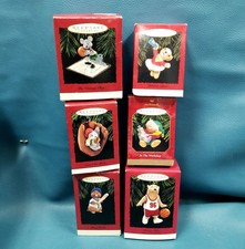 VTG Lot 6 Hallmark Keepsake Sports Animals 1990s Ornaments w Boxes Bear Gopher picture