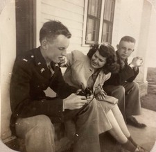 Vintage 1942 PHOTO WW2 Soldier On Leave With Girlfriend Girl Stateside picture