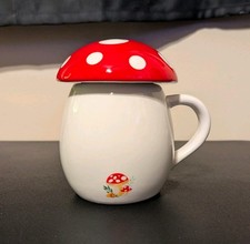 Streamline Mushroom With Lid Mug Porcelain Red & White picture