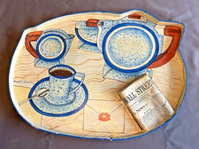 Rare Vintage Retro 1970s Paper Mache Wall Street Journal Coffee Pot Serving Tray picture