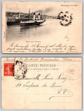 Boulogne-sur-Mer France Harbor Steamship to Folkestone Pier B. F. Paris Postcard picture