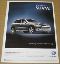 2011 Volkswagen Touareg Print Ad 2010 SUV Car Automobile Advertisement SUVW VTG picture