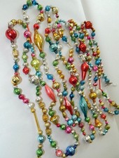 11 & 1/2 FT  100% ANTIQUE Vintage MERCURY Glass Bead Christmas Garland Big Beads picture