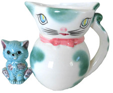 Lipper & Mann MCM KITTY CAT Kitsch Creamer polka dots JAPAN + s/p FIGURINE 60's picture