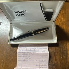 Vintage 1989 Montblanc 146 Fountain Pen Black Gold Nib w/ Box and Receipt picture