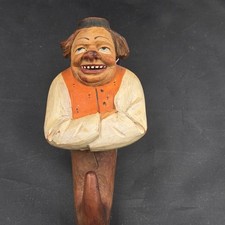 Anri Hand Painted Carved Wood Man Figurine Sculpture Orange Vest Brown Beige picture