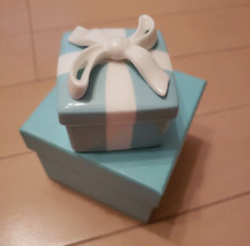 TIFFANY & CO Mini Blue Bow Trinket Gift Box Porcelain Ribbon 5 x 5 x 4cm picture