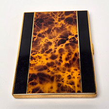 Vintage Colibri Gold Tone Tobacco Cigarette Case Tortoiseshell Pattern picture