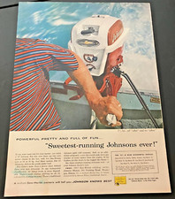 1957 Johnson Outboard Motors - Vintage Original Boating Print Ad / Wall Art NICE picture