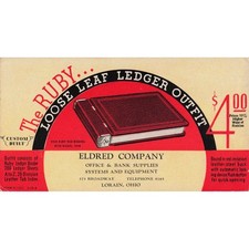Vintage Eldred Company Ruby Loose Leaf Ledger Outfit Advertising Ink Blotter picture