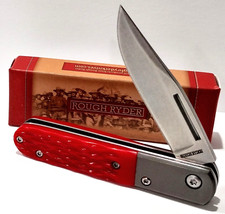 Rough Ryder Red Jigged Bone Barlow Clip Point Blade Folding Pocket Knife RR2612 picture