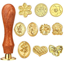 Wax Seal Stamp Kit 10PCS Wax Stamp Heads and 1PCS Wooden Handle Vintage Classic picture