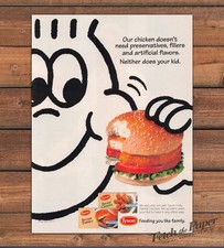 Tyson Chicken Sandwich Smiley Cartoon No Preservatives Print Ad 1993 1990s picture