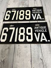 MATCHED PAIR of Antique Vehicle VIRGINIA LICENSE PLATES  67189 Aluminum VA picture