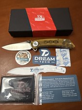 Dreamtech Linerlock Amber PEI Ultem Folding 14C28N Sandvik Pocket Knife D3610PY picture