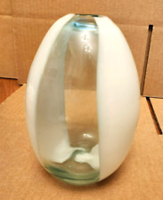 Attractive Green Swirly Glass Egg Vase H 7.5” W 2.5” base home decor collectible picture