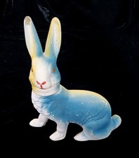 Vintage Antique Paper Mache Easter Bunny Rabbit German Blue Yellow  picture