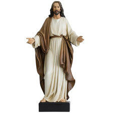 20 Inch Jesus Statue with Open Arms, Hand Painted Large 20inch, Brown Robe picture