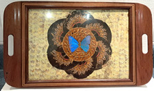 Vintage Butterfly Wing Wood Serving Tray Real Brazil 18.5