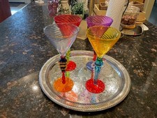 Stunning Artisan Robert Dane Art Glass Martini Stemware - 4 Unique Design Styles picture