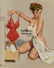 1956 Gil Elvgren Partial Coverage Brown & Bigelow Sexy Busty 8.5x11 Pinup Print picture