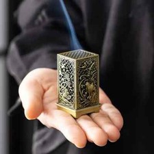 1pc Elegant Chinese Hollow Incense Burner - Metal Box for Indoor Use picture