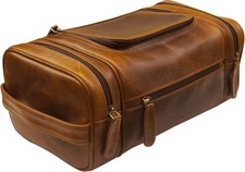 ELIZO Genuine Leather Toiletry Bag for Men Mens X-Large, Antique picture
