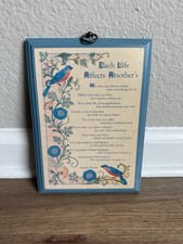 Vintage 1979 Hallmark Decorative Wall Hanging Plaque Blue Birds Each Life Affect picture
