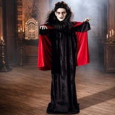 Life-Size 5-Ft Gothic Vampire Man Standing Halloween Figure Red Lit Eyes  #344 picture